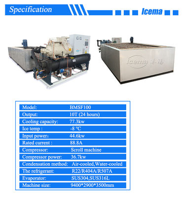 Máquina comercial para fabricar blocos de gelo de 10 toneladas