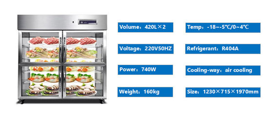 780L Equipamento de cozinha profissional frigorífico vertical frigorífico de marca frigorífico comercial frigorífico de quatro portas