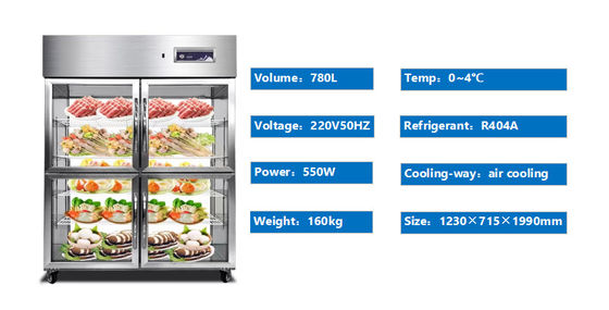 Mesa de trabalho para cozinha 780L Geladeira Freezer com quatro portas