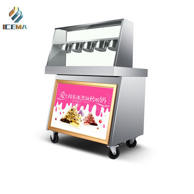 Bandejas dobro da máquina comercial de Fried Ice Cream Roll Maker