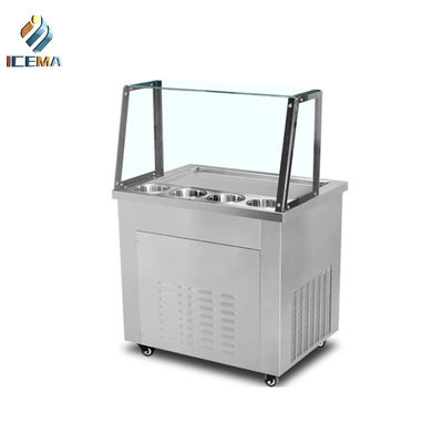 Bandejas dobro da máquina comercial de Fried Ice Cream Roll Maker