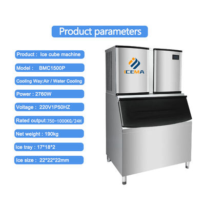 Bom preço 1000KG/24H Máquina Comercial de Cubos de Gelo 3000W 1 Tonelada Para Café Bar/Restaurante/Hotéis on-line