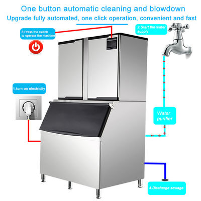 1000KG/24H Máquina Comercial de Cubos de Gelo 3000W 1 Tonelada Para Café Bar/Restaurante/Hotéis