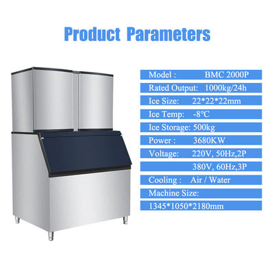 Máquina comercial de cubos de gelo com material de aço inoxidável de tensão 220-240V