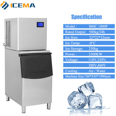 máquina comercial 200kg/24h 400kg/24h 500kg/24h do cubo de gelo 100kg/24h para o café/barra/hotéis/restaurante