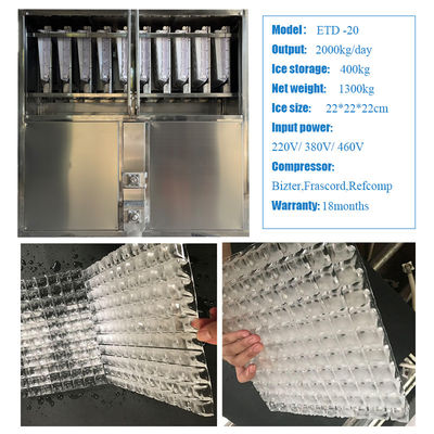 Economia de energia ICEMA 1T-10T Máquina de gelo industrial de cubo para a indústria de alimentos e bebidas