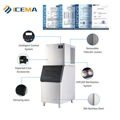 250 kg Capacidade de armazenamento de gelo Máquina de gelo comercial de cubo para refrigeração doméstica de restaurantes bares