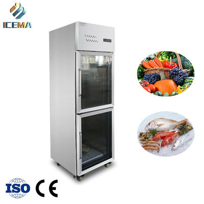 Bom preço 0-8 graus 2 portas vertical geladeira freezer lado a lado aço inoxidável 400 litros para restaurante on-line