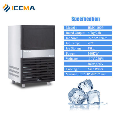 Bom preço Fabricante de cubos de gelo industriais confiáveis com capacidade de fabricação de gelo de 40 kg/24h 430*520*800 on-line